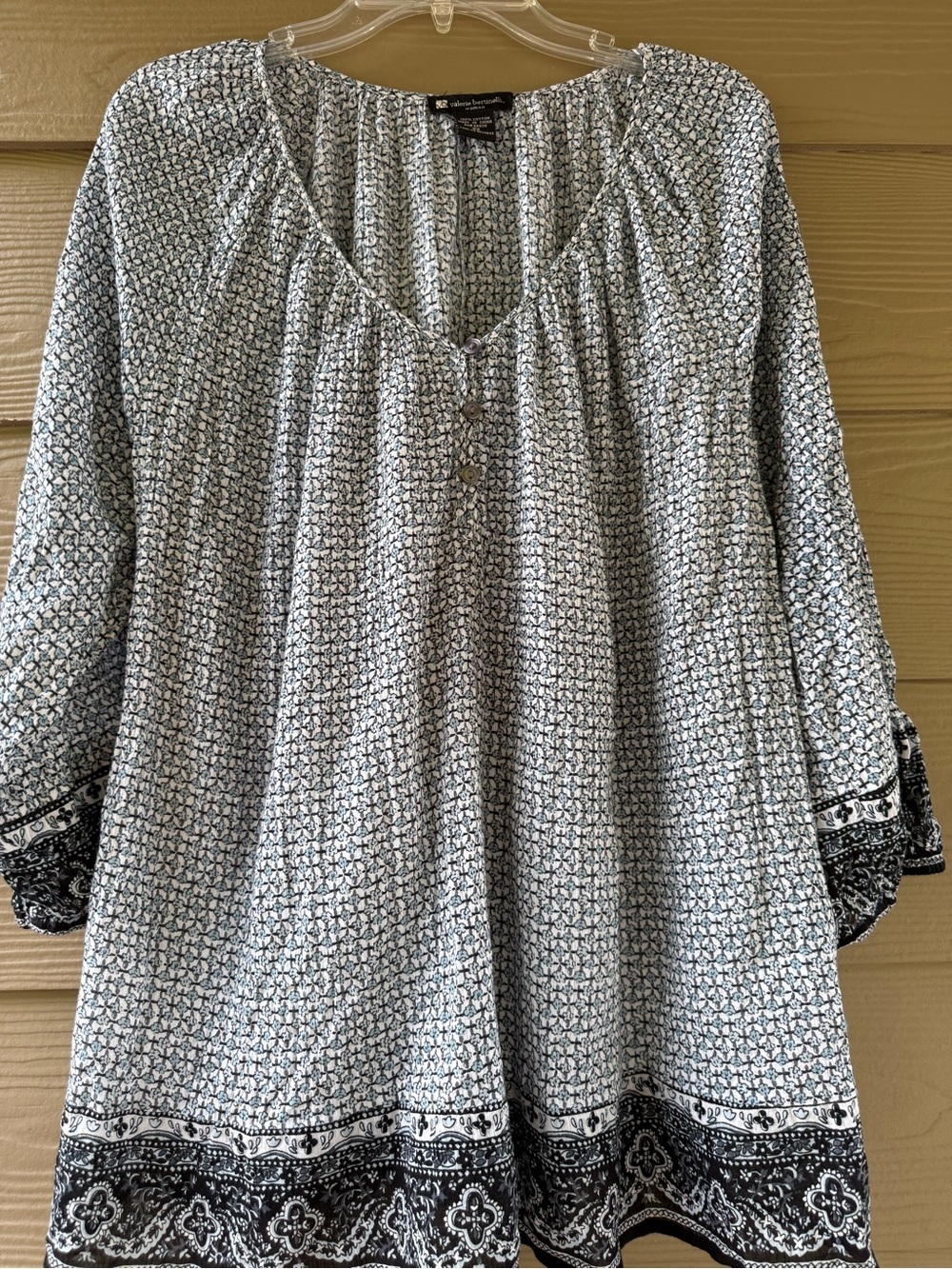 Valerie Bertinelli Blouse V-Neck 3/4 Sleeve Printed Cotton Tunic Size 2X - Picture 4 of 10
